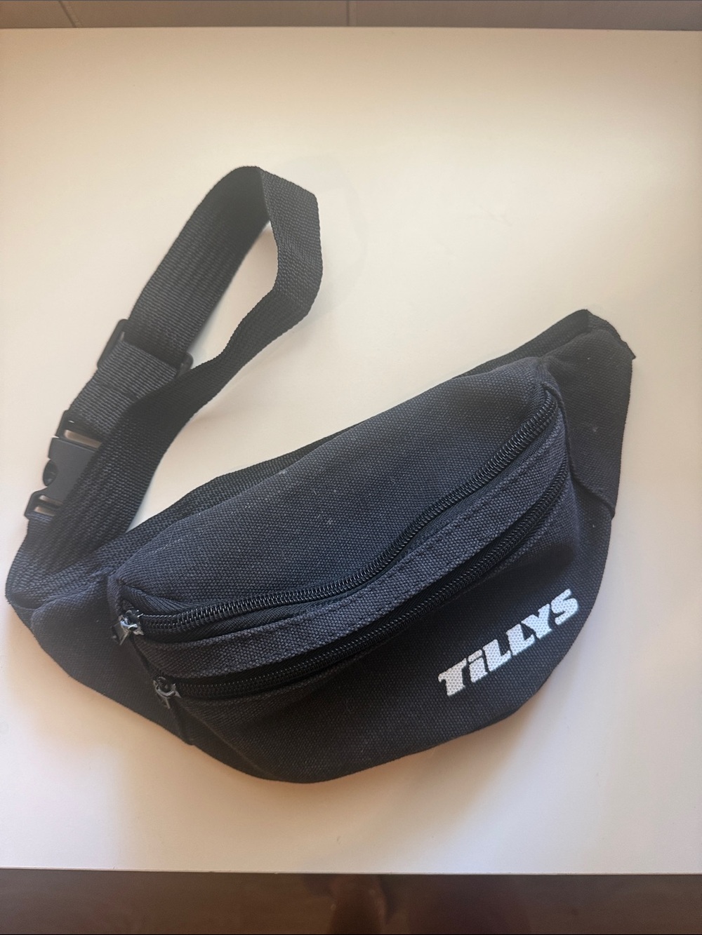 Tilly's Black Waist Bag with White Logo
